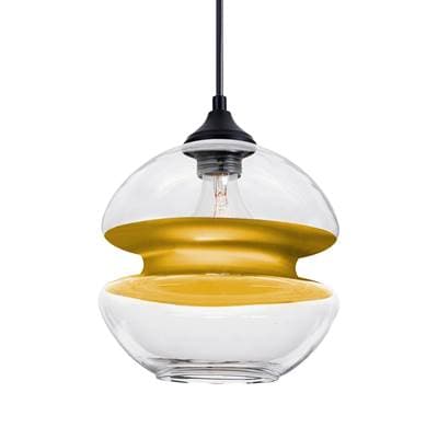 Besa Lighting Hula 8 Outdoor Pendant, Clear, Gold, Black Finish, 1X 60W Max E26 Base by Besa Lighting