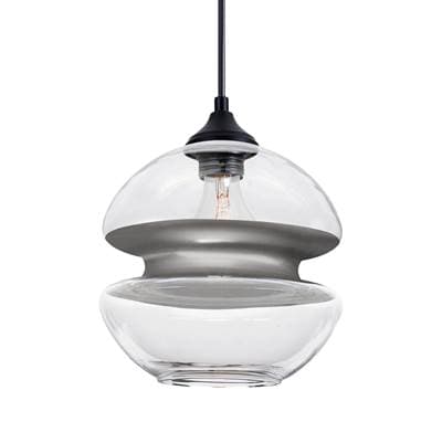 Besa Lighting Hula 8 Outdoor Pendant, Clear, Silver, Black Finish, 1X 8W Led Filament
