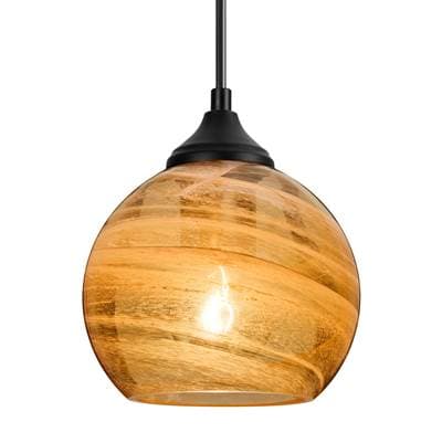 Besa Lighting Jilly Outdoor Pendant, Vapor Amber, Black Finish, 1X 60W Max E26 Base