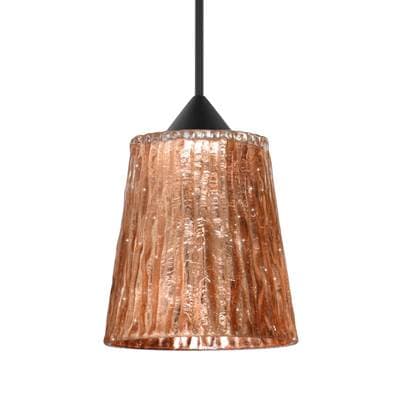 Besa Lighting Pendant Nico 4, Black Finish, Stone Copper Foil 1X35W Max Gy6.35 Base