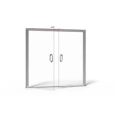 Basco 1/4'' SEMI-FRAMELESS CONT. HINGE FRENCH DOOR - Brushed Gold With Aquaglidexp Clear Glass