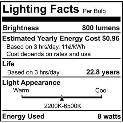 Bulbrite Smart Led Wifi Bulb 8W A19 White Light 60W Equivalent 1Pk - Frosted
