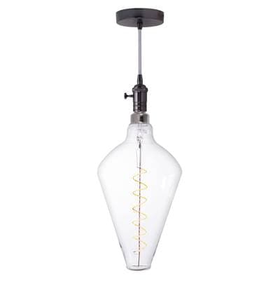 Bulbrite 4W Led Diamond Shaped Grand 2200K Filament W/ Gunmetal Black Pendant with Silver String