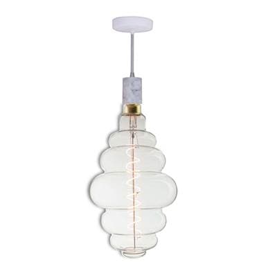 Bulbrite 4W Led Beehive Shaped Grand 2200K Filament W/ White Marble Pendant with White String by Bulbrite