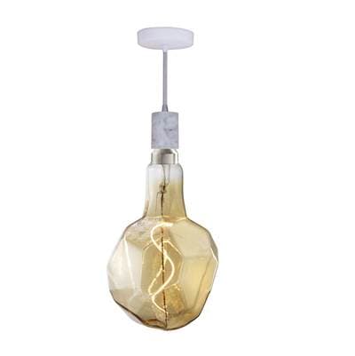 Bulbrite 4W Led Jewel Natural Shaped Grand 2200K Filament W/ White Marble Pendant with White String by Bulbrite
