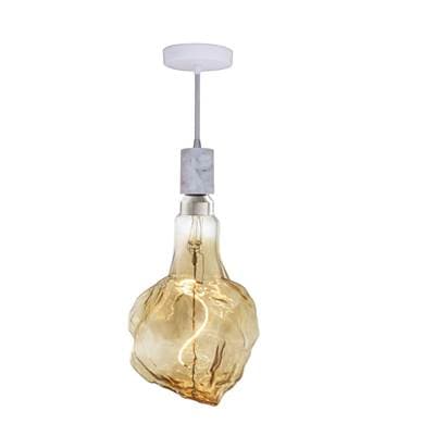 Bulbrite 4W Led Glacier Natural Grand 2200K Filament W/ White Marble Pendant with White String by Bulbrite