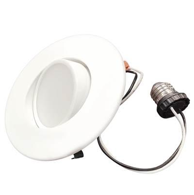 9W Led 4'' Downlight Adjustable Retrofit W/Gimbal 3000K White Round Dimmable Ja8 120V by Bulbrite
