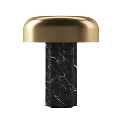 Bulbrite Cordless Table Lamp Fluted Column - Black Marble Brushed Brass