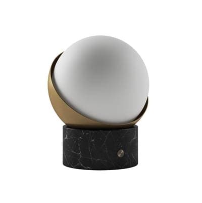 Bulbrite Cordless Table Lamp Orb - Black Marble Brushed Brass