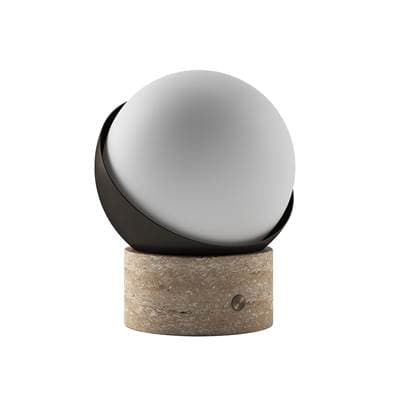 Bulbrite Cordless Table Lamp Orb - Travertine Chocolate Bronze by Bulbrite