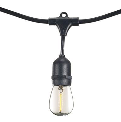 Bulbrite 14' String Light 10 Sockets 16'' Spacing E26 Black Kit - W/1W Plastic Led S14 Clear...