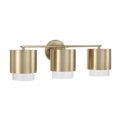 24.25''W x 8.25''H 3-Light Cylindrical Metal Vanity in Matte Brass with Seeded Glass by Capital Lighting