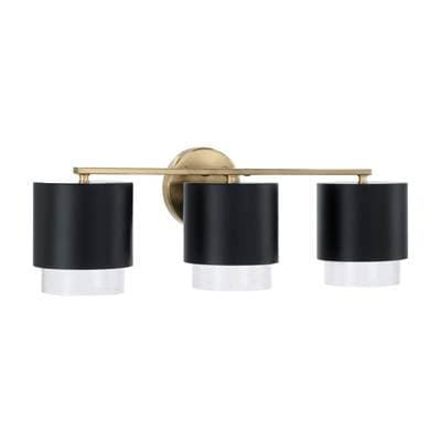 Capital Lighting 24.25''W X 8.25''H 3-Light Cylindrical Metal Vanity in Matte Black with Matte... by Capital Lighting