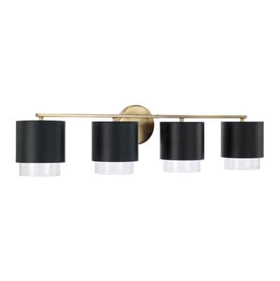 Capital Lighting 33.50''W X 8.25''H 4-Light Cylindrical Metal Vanity in Matte Black with Matte... by Capital Lighting