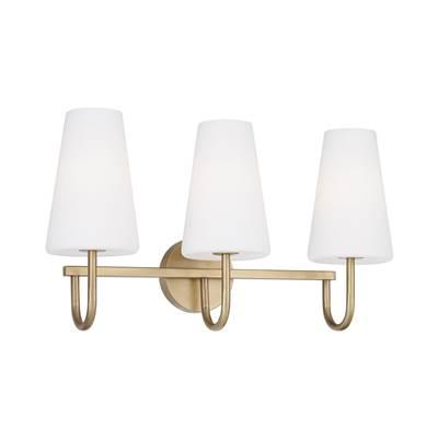 24'' W x 14.5'' H 3-Light Vanity in Aged Brass with Tapered Soft White Glass by Capital Lighting