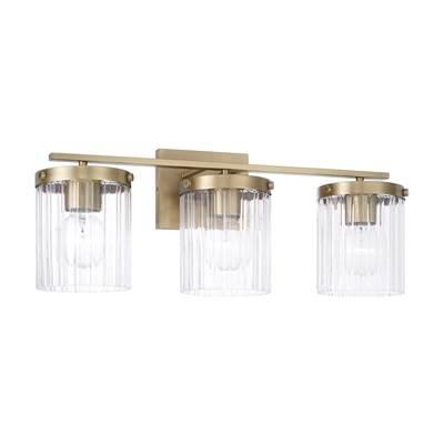 24'' W x 9'' H 3-Light Vanity in Aged Brass with Clear Beveled Fluted Glass by Capital Lighting