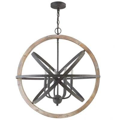 Capital Lighting 6 Light Pendant - Iron and Wood by Capital Lighting