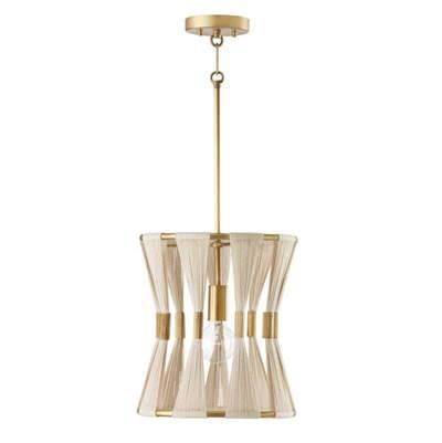 Bianca 1-Light Pendant in Bleached Natural Rope and Patinaed Brass by Capital Lighting