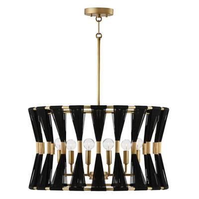 Bianca 6-Light Pendant in Black Rope and Patinaed Brass by Capital Lighting