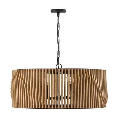 Capital Lighting 6 Light Pendant - Light Wood Matte Black by Capital Lighting