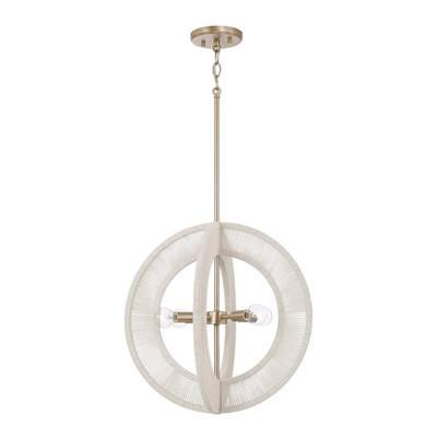 20'' W x 20'' H 4-Light Orb Pendant in Matte Brass with Bleached Natural Rope