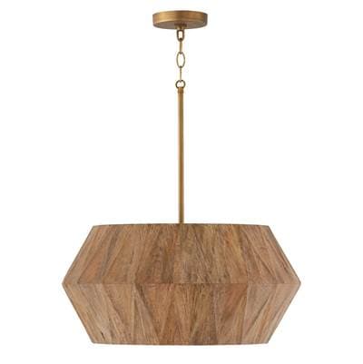 Capital Lighting 4-Light Pendant - Light Wood Patinaed Brass by Capital Lighting