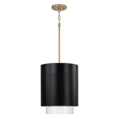 Capital Lighting 11.50''W X 19.50''H 1-Light Cylindrical Metal Pendant in Matte Black with Matte... by Capital Lighting