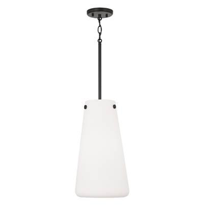10.5'' W x 18.5'' H 1-Light Pendant in Matte Black with Tapered Soft White Glass by Capital Lighting