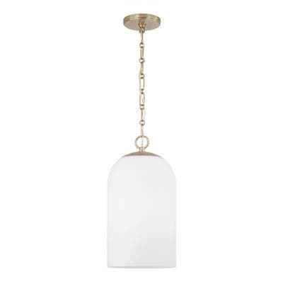 Capital Lighting 9'' W X 18'' H 1-Light Capsule Pendant in Matte Brass with Soft White Glass and... by Capital Lighting