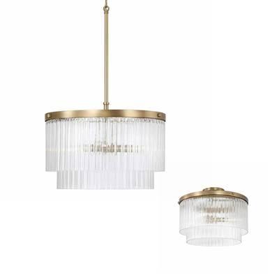 16'' W x 11.5'' H 3-Light Dual Mount Pendant in Aged Brass with Clear Beveled Fluted Glass by Capital Lighting