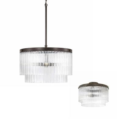 17'' W x 11.5'' H 3-Light Dual Mount Pendant in Oil Rubbed Bronze with Clear Beveled Fluted Glass by Capital Lighting