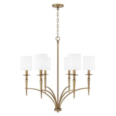 Capital Lighting Abbie 6-Light Chandelier in Aged Brass with White Fabric Stay-straight Shades -...