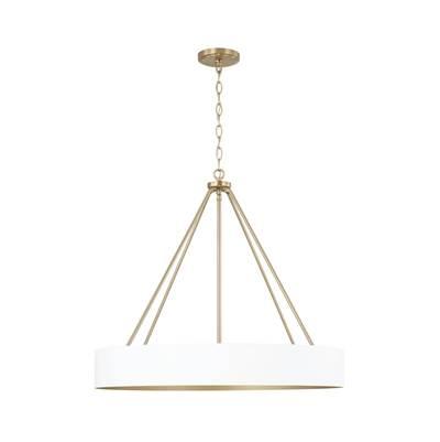 27.50''W x 24.25''H 4-Light Modern Circular Metal Chandelier in Matte White with Painted Matte Brass Interior by Capital Lighting