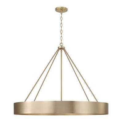 35.75''W x 27.25''H 6-Light Modern Circular Metal Chandelier in Matte Brass