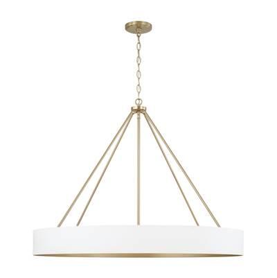 35.75''W x 27.25''H 6-Light Modern Circular Metal Chandelier in Matte White with Painted Matte Brass Interior by Capital Lighting