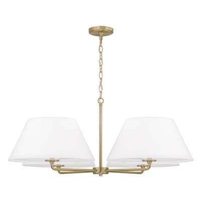 Capital Lighting 39.25''W X 15.25''H 4-Light Chandelier in Matte Brass with White Fabric Shades... by Capital Lighting