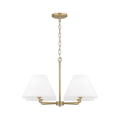 27''W x 15''H 4-Light Chandelier in Matte Brass with White Fabric Shades and Glass Diffusers by Capital Lighting