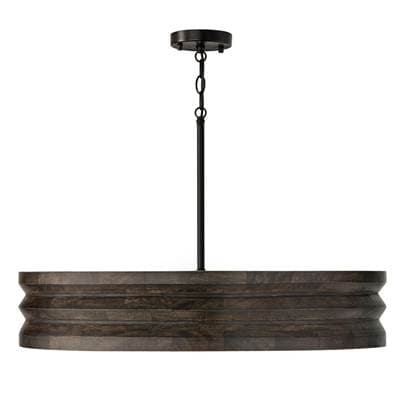 Capital Lighting 30'' W X 18'' H 4-Light Chandelier in Matte Black and Handcrafted Mango Wood in... by Capital Lighting