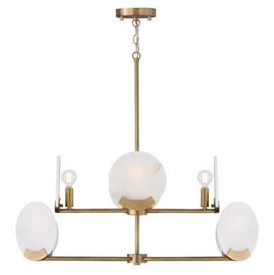 36'' W x 13'' H 8-Light Two-Tier Chandelier in Aged Brass with Natural Alabaster Stone by Capital Lighting