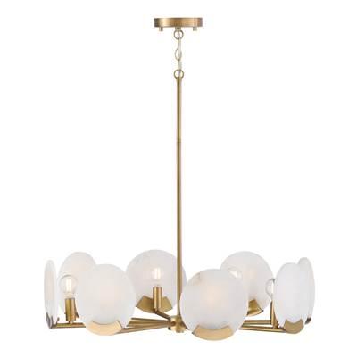 28'' W x 7.25'' H 8-Light Chandelier in Aged Brass with Natural Alabaster Stone