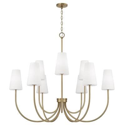 Capital Lighting 46'' W X 32.25'' H 9-Light Two-tier Chandelier in Aged Brass with Tapered Soft... by Capital Lighting