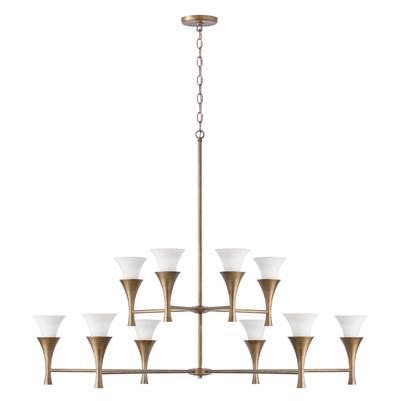 48'' W x 35'' H 10-Light Two-Tier Chandelier in Mystic Luster with Soft White Glass
