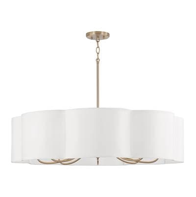 Capital Lighting 36'' W X 9'' H 8-Light Chandelier in Matte Brass with White Fabric Shade - Matte...
