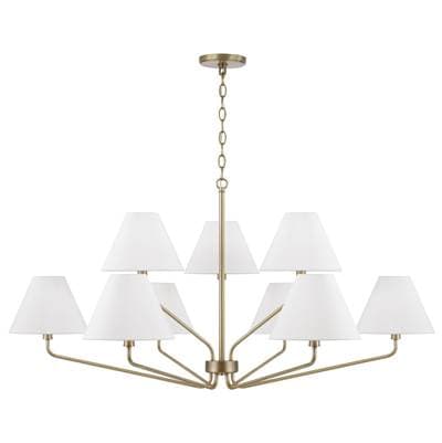 Capital Lighting 45'' W X 22.5'' H 9-Light Angular Two-tier Chandelier in Aged Brass with Tapered... by Capital Lighting