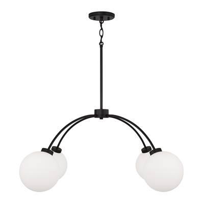 37'' W x 15'' H 4-Light Chandelier  in Matte Black with Soft White Glass Globes by Capital Lighting