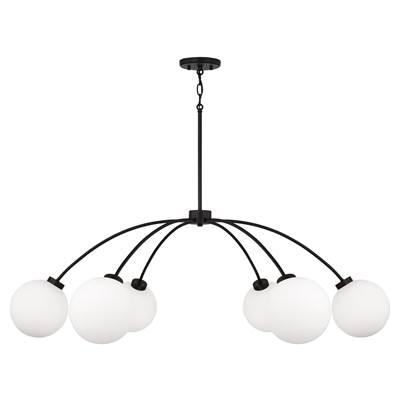 47'' W x 15'' H 6-Light Chandelier in Matte Black with Soft White Glass Globes by Capital Lighting