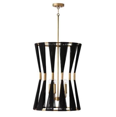 Capital Lighting Bianca 4-Light Foyer - Black Rope and Patinaed Brass by Capital Lighting