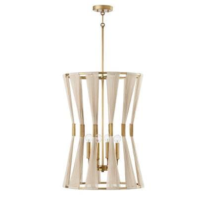 Capital Lighting Bianca 4-Light Foyer - Bleached Natural Rope and Patinaed Brass by Capital Lighting