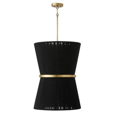 Capital Lighting Cecilia 6-Light Foyer - Black Rope and Patinaed Brass