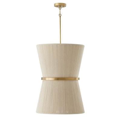 Capital Lighting Cecilia 6-Light Foyer - Bleached Natural Rope and Patinaed Brass